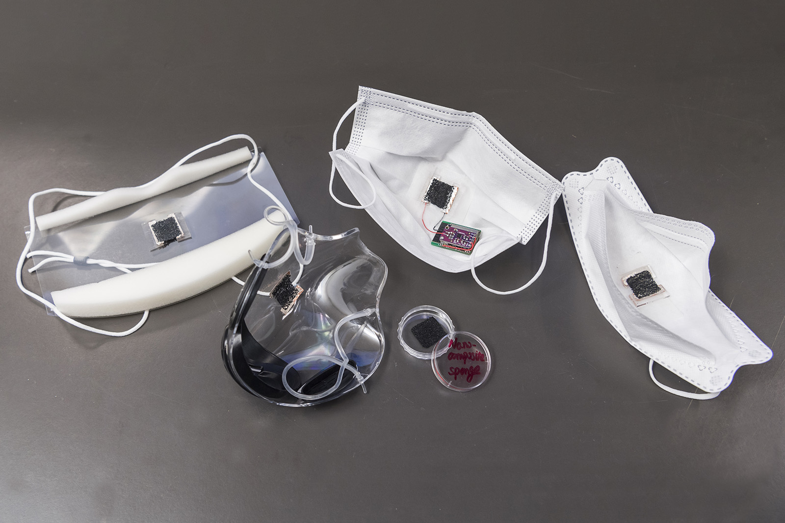 The flexible sensor can be used to detect human respiratory activities by integrating with commercial masks.