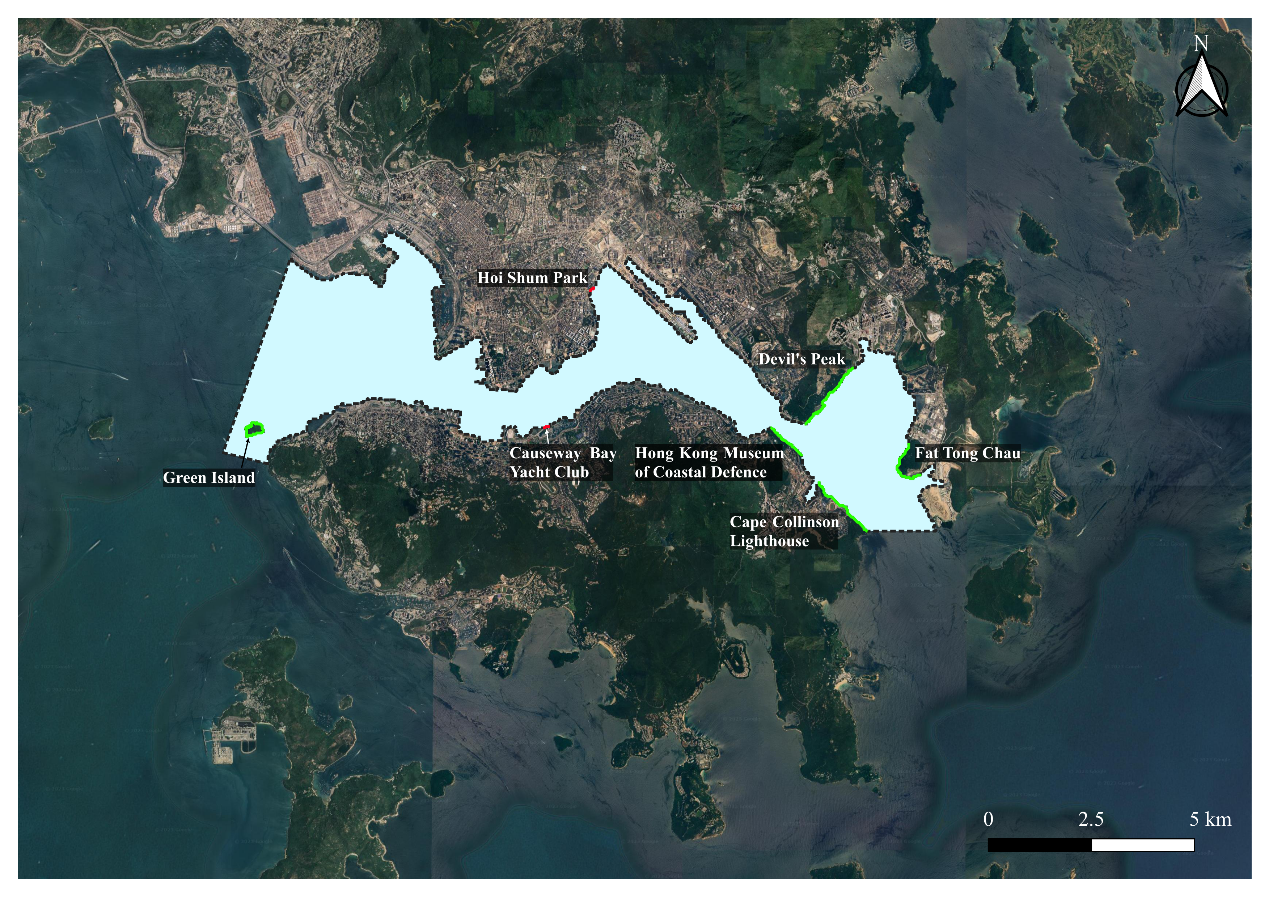Figure 1:The location of Victoria Harbour (blue area).